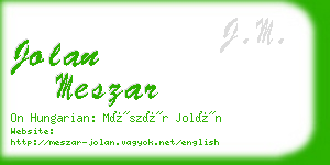 jolan meszar business card